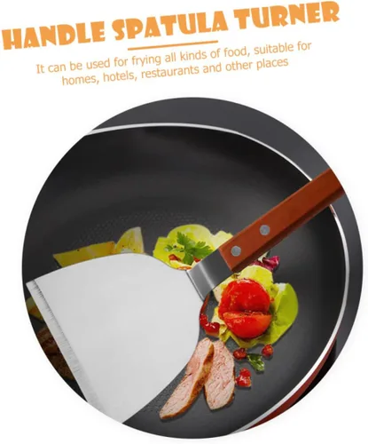 Vista 9 de Espátula de cocina para carne, mango de madera, herramienta de cocina fácil de colgar, espátula de mango de cocina para uso doméstico