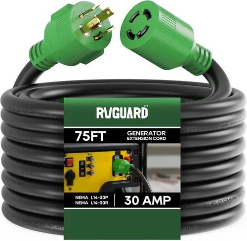 Vista 9 de RVGUARD Cable de extensión de generador de 4 puntas, 30 amperios y 50 pies