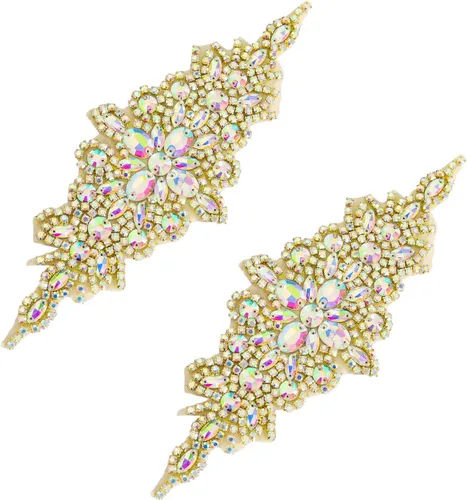 Vista 13 de Apliques de cuentas de perlas de diamantes de imitación rojos apliques de novia accesorios de cristal de ajuste de diamantes de imitación