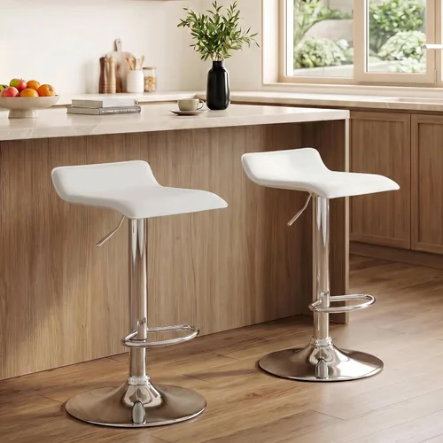 Vista 16 de NOBPEINT Taburete giratorio ajustable con elevación de aire cromado contemporáneo, juego de 4 (negro)