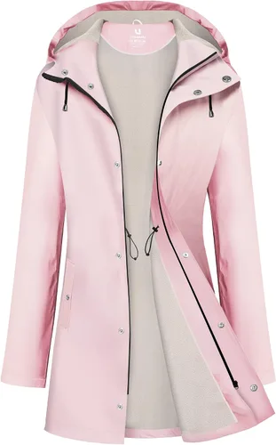 Vista 8 de UNIQUEBELLA Chubasqueros impermeables para mujer, impermeables, abrigos largos con capucha para lluvia, rompevientos, gabardina para exteriores