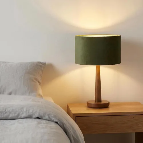 Vista 6 de Lámpara de mesa de 18.5 pulgadas para sala de estar, lámparas de escritorio de madera de nogal modernas regulables para dormitorio, lámpara