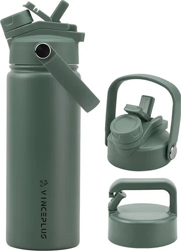 Vista 28 de Botella de agua de acero inoxidable de 32 onzas con tapa 2 en 1, botella de agua aislada al vacío de triple pared, a prueba de fugas, asa