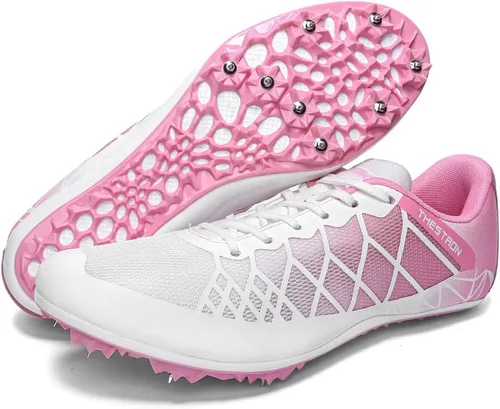 Vista 9 de Tenis de correr para hombre y mujer con Spikes Athletics Racing Track and Field Negro Gris