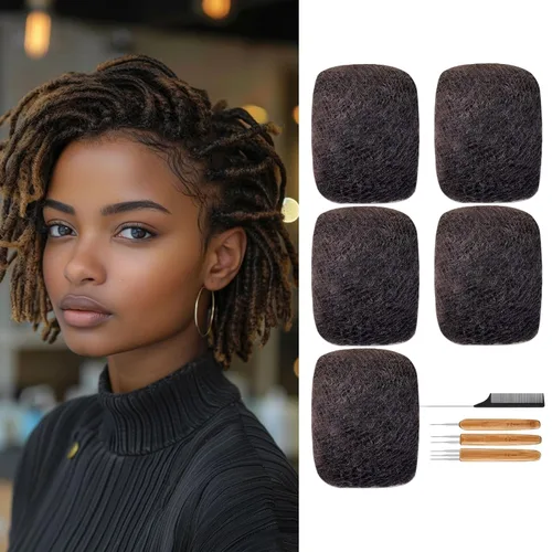 Vista 11 de Extensiones de cabello humano Loc de 0.2 cm de ancho, 4 pulgadas, 30 hebras, negro natural 100% completamente hechas a mano, extensiones