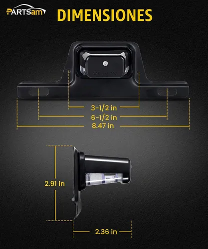 Vista 6 de Partsam Luz LED para matrícula, impermeable, 12 V CC, luz de etiqueta de licencia con soporte, orificio de drenaje, montaje de soporte de acero