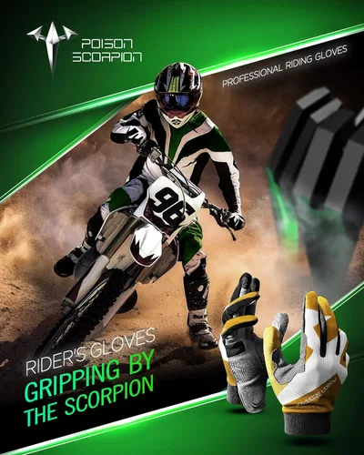 Vista 7 de POISON SCORPION Motocicleta Motocross Dirt Bike Guantes para hombres y mujeres