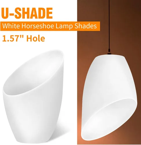 Vista 3 de 6 pantallas blancas de herradura (sombra en U) con agujero de 1.57 pulgadas, pantalla de plástico PE para lámpara de mesa y luz colgante