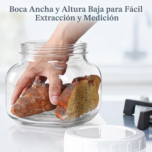 Vista 2 de Tarro de vidrio hermético de 0.6 galones con tapa, tarro de boca ancha