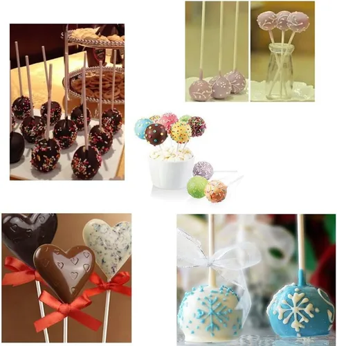Vista 5 de COOLAKE Palitos de piruleta 100 unidades de 6 pulgadas para hacer dulces de papel para decoración de pasteles, dulces de frutas caseros