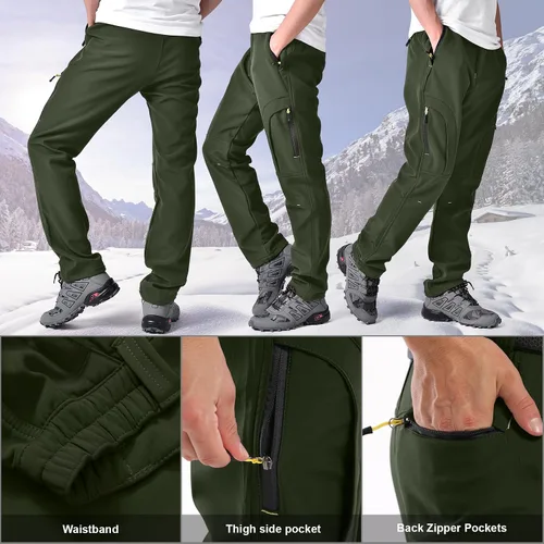 Vista 2 de Toomett Pantalones de nieve para senderismo para hombre, esquí, invierno, con forro polar, repelente al agua, campamento, caminar, pesca