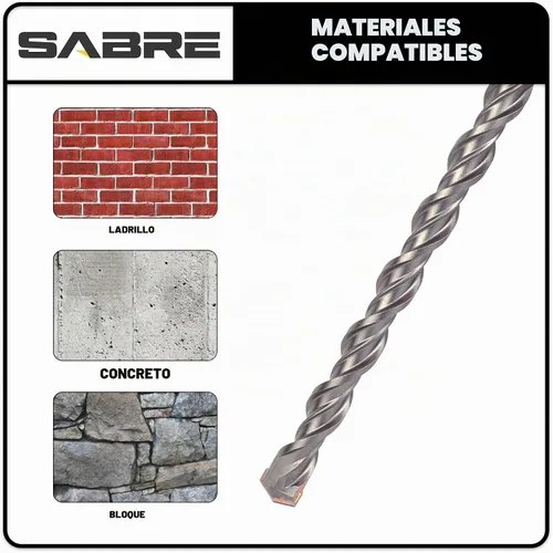 Vista 3 de Broca para martillo perforador rotativo SDS Plus de 1-1/4 pulgadas x 12 pulgadas, punta de carburo para ladrillo, piedra y hormigón, Versión 2
