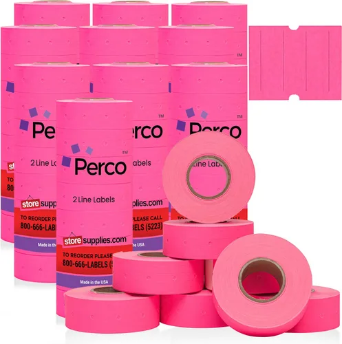 Vista 18 de Perco Etiquetas azules de 2 líneas, 6,000 etiquetas de precio en blanco y fecha para pistolas Perco de 2 líneas de precio y fecha, 8 rollos, 1