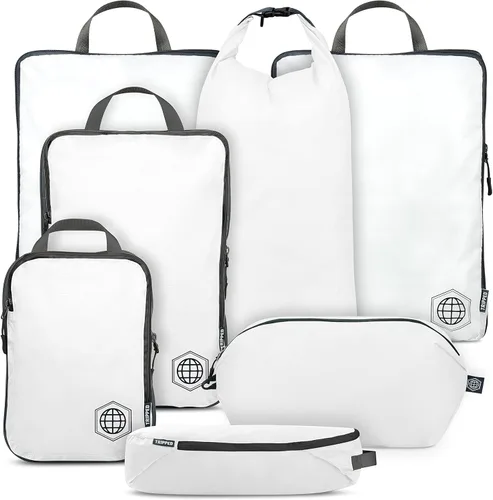 Vista 11 de TRIPPED Travel Gear Juego de 7 cubos de embalaje de compresión grandes para Negro
