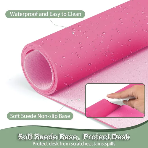 Vista 4 de Boutilon Protector de Cuero para Escritorio, Alfombrilla Antideslizante para Mouse, Alfombrilla de Escritorio para Laptop, Alfombrilla para Mouse