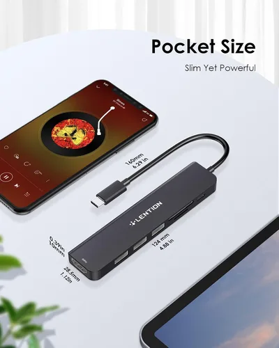 Vista 8 de LENTION Hub USB C con carga de 100 W, HDMI 4K a 60 Hz, lector de tarjetas dual, USB 3.0 y 2.0 compatible con MacBook Pro 2025-2016, nuevo Mac