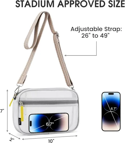 Vista 3 de G4Free Clear Sling Bag Clear Crossbody Mesh Purses for Women, Transparent Lightweight Chest Bag