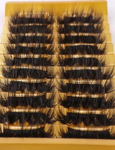Vista 8 de Pestañas de visón esponjosas de aspecto natural, pestañas postizas Wispy de aspecto natural, pestañas completas 8D, pestañas de 20 mm de largo, rizo