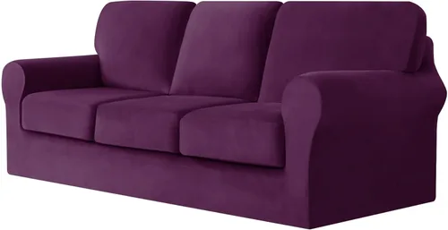 Vista 86 de UNBBRRL Fundas de sofá de 3 piezas para sofá, funda de terciopelo elástico para sillón con 1 funda de cojín de asiento y 1 funda de respaldo