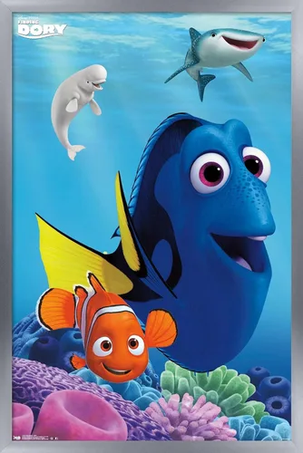 Vista 9 de Trends International Disney Pixar Finding Dory - Póster de pared de Dory, 14.725 x 22.375 pulgadas, versión enmarcada de madera de granero