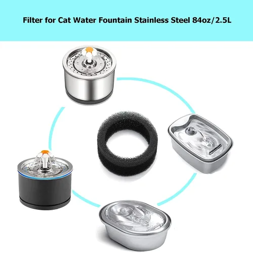 Vista 3 de 12 filtros de espuma para fuente de mascotas, esponja redonda, filtro negro, filtro de espuma para gatos y mascotas, filtro de repuesto para fuente