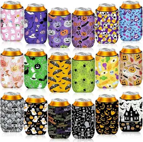 Vista 9 de 18 fundas plegables para enfriar latas de béisbol Insulated Neoprene, Beer Drink Beverage Can Bottle Cooler Sleeves, Sports Birthday Party