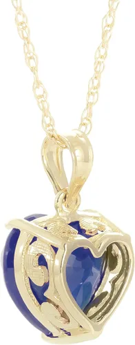 Vista 2 de Galaxy Gold GG Collar de oro macizo de 14 quilates de 4,3 quilates con forma de corazón natural zafiro de 0.394in