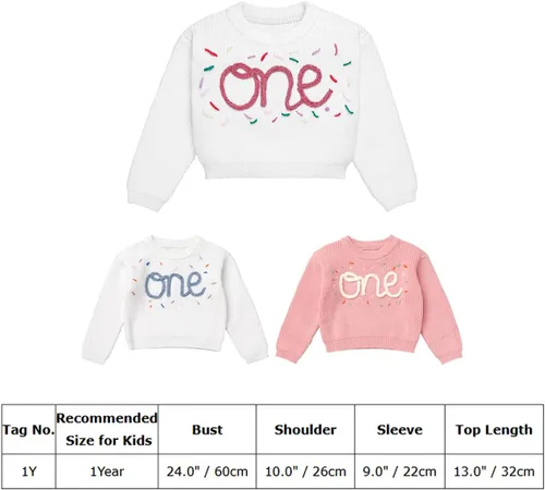 Vista 7 de IDOPIP Traje de primer cumpleaños para niñas pequeñas, suéter de punto con bordado bohemio, ropa de otoño e invierno