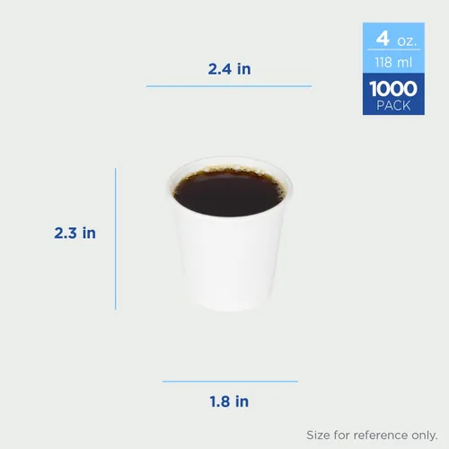 Vista 3 de Karat Taza de papel para café expreso de 4 oz, 1000 unidades, taza desechable para enjuague bucal, para bebidas calientes y frías, blanca (C-K504W)