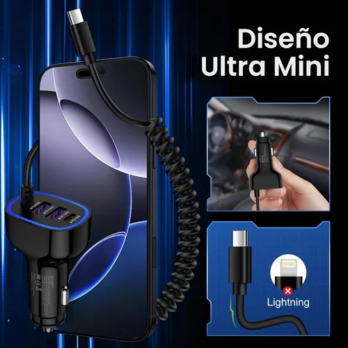 Vista 6 de 60W tipo C cargador de coche súper rápido Samsung para Galaxy S26/S25 Ultra Todo negro