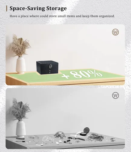 Vista 2 de Caja de almacenamiento de joyas cajas organizadoras de joyas grandes de 3 capas para mujeres y niñas vitrina de joyería de piel sintética con 2
