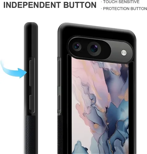 Vista 1427 de Compatible con Google Pixel 4A 5G Mobile Case Creative Acrylic Panel trasero Silicona Protección Grip especialmente diseñado para Google Pixel 4A 5G