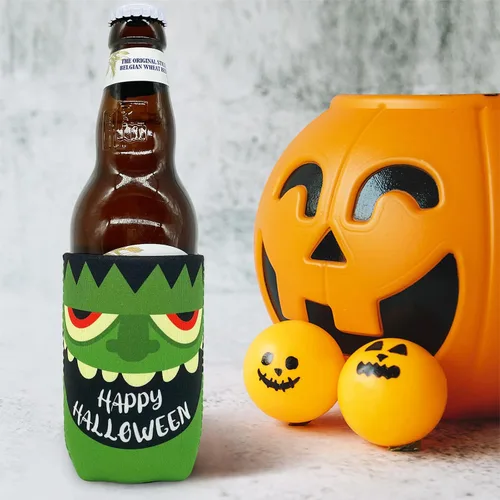 Vista 6 de 12 fundas para enfriadores de latas de Halloween – Trick or Treat Trick or Treat Trébol Cerveza Bebida Suministros Decoración Recuerdos