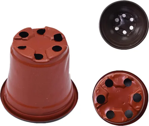 Vista 2 de 100 macetas de plástico para vivero, macetas de plástico reutilizables para suculentas, plántulas, esquejes, trasplante, plántulas con agujeros