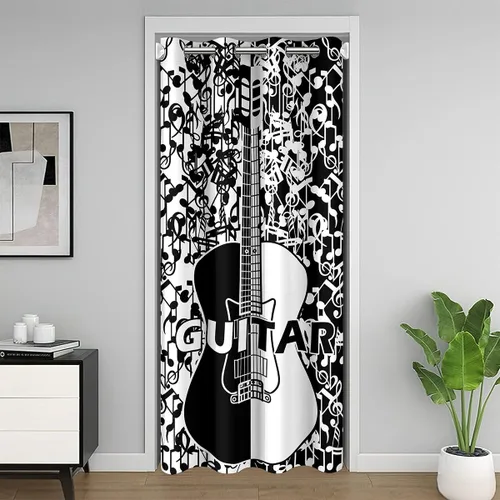 Vista 14 de Castle Fairy Cowboy Boots Door Curtain for Doorways Privacy Bohemia Musical Guitar Doorway Curtain Western Rustic Cowgirl All Season Blackout