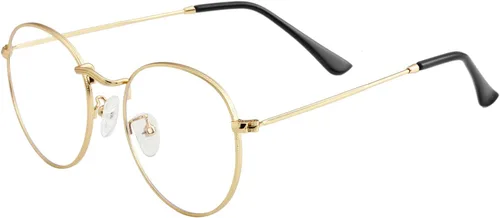 Vista 4 de Kursan Gafas clásicas redondas de metal transparente para mujeres y hombres, lentes sin receta