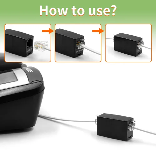 Vista 6 de Acoplador RJ11 (paquete de 2) Conector de cable de línea telefónica Adaptador 6P4C Conexión recta hembra a hembra para extensión de cable