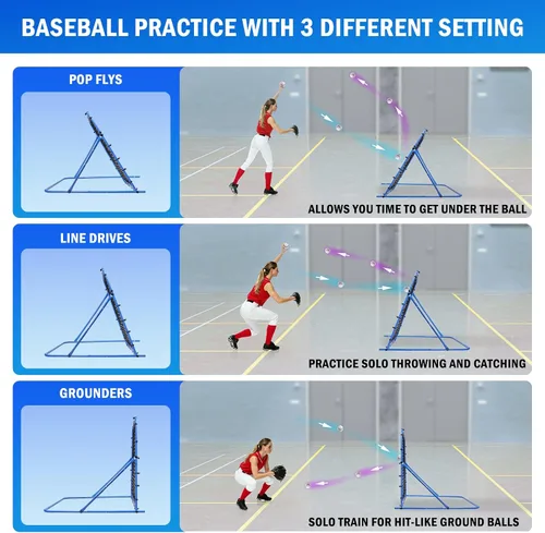 Vista 6 de Soccer Baseball Rebounder Net, Soccer Goal Net, Volleyball Softball Rebound Pitchback Net Quick-Switch Angle Training for Control, Passing Practice
