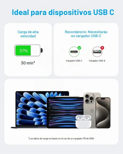 Vista 7 de Paquete de 3 bloques de carga rápida AISNI compatibles con iPhone 17, 16, 15, cargador USB C de carga rápida, cable de carga larga tipo C de 6 pies