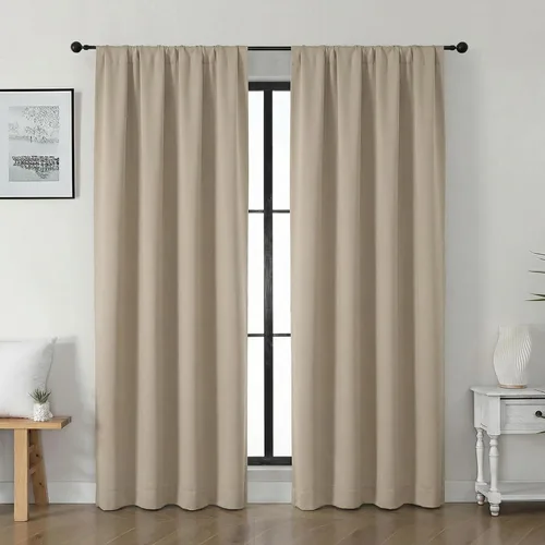Vista 105 de Gwine Cortinas opacas para dormitorio, 54 pulgadas de largo, paneles de cortina de ventana con aislamiento térmico y reducción de ruido, cortinas