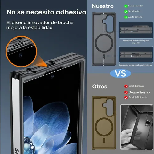 Vista 6 de Hensinple Funda Magnética para Samsung Galaxy Z Fold 6, Funda Z Fold6 [Compatible con MagSafe][Ajuste Delgado], Carga Magnética Translúcida Mate