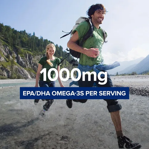 Vista 3 de GNC Aceite de pescado de triple fuerza más Omega 3 para articulaciones, 1000 mg de EPA y DHA, salud cardíaca, además de comodidad rápida de 5 días