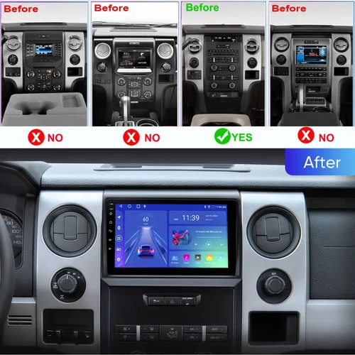 Vista 2 de Estéreo de coche Android 13 de 9 pulgadas para Ford F150 2009-2014 (solo CA manual), unidad principal inalámbrica CarPlay Android Auto con dos