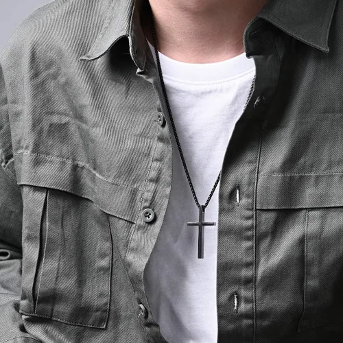 Vista 5 de Rnivida Collar de cruz para hombres, collares de cruz cristiana 413 de Filipenses para hombres y niños, Metal