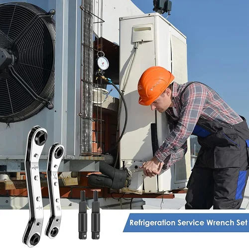 Vista 9 de Llave de servicio HVAC Llave de trinquete de acero inoxidable de 3/8 a 1 / 4 pulgadas / 5/16 a 1 / 4 pulgadas Herramienta de refrigeración