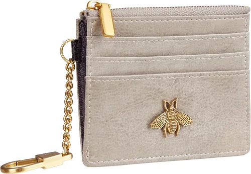 Vista 46 de SEAVILIA Tarjetero llavero cartera para mujer con ventana de identificación RFID monedero regalo abeja delgada minimalista pequeña cartera