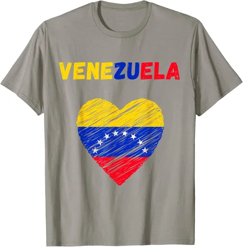 Vista 37 de Camiseta con la bandera venezolana con corazón de Venezuela, Negro