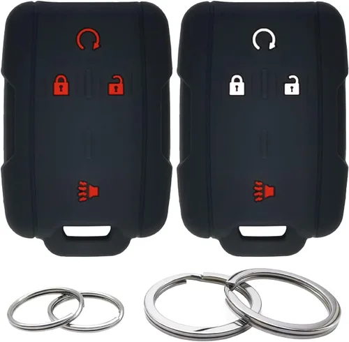Vista 6 de 2 piezas fundas de silicona para control remoto de 4 botones, estuche protector sin llave compatible con Chevrolet Chevy Colorado Silverado Suburban