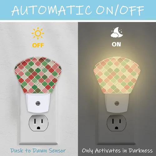 Vista 2 de Luz nocturna de Navidad geométrica enchufable LED con sensor de atardecer a amanecer, lámpara de noche suave, adecuada para el hogar, dormitorio