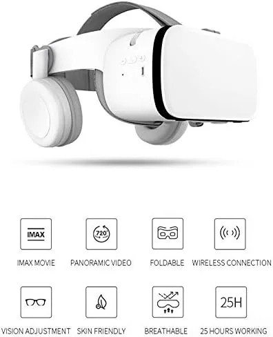 Vista 2 de LONGLU VR Headset for iPhone Android Phones 3D Virtual Reality Wireless Bluetooth Glasses Goggles with Remote Controller for Play Game Watching